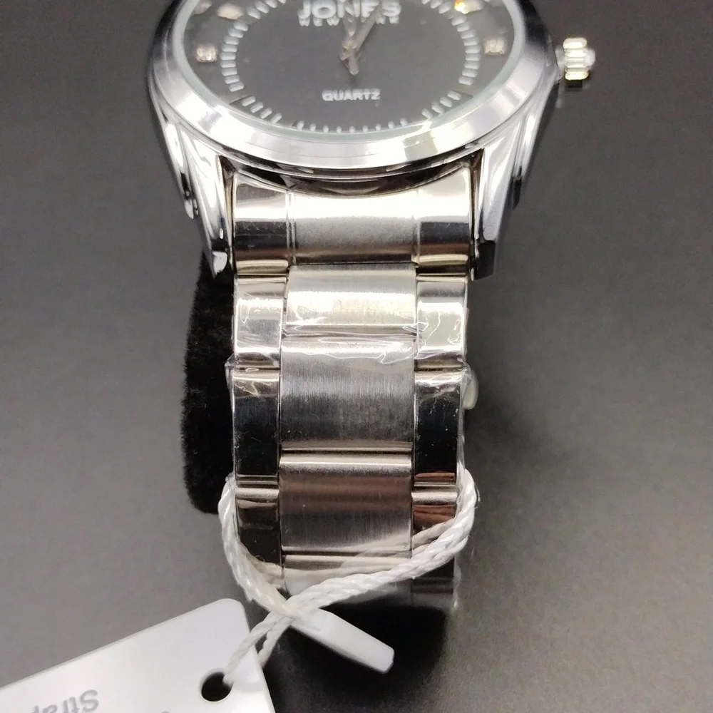 NWT Jones New York Silver Black Casual Preppy Elegant Formal Metallic Watch